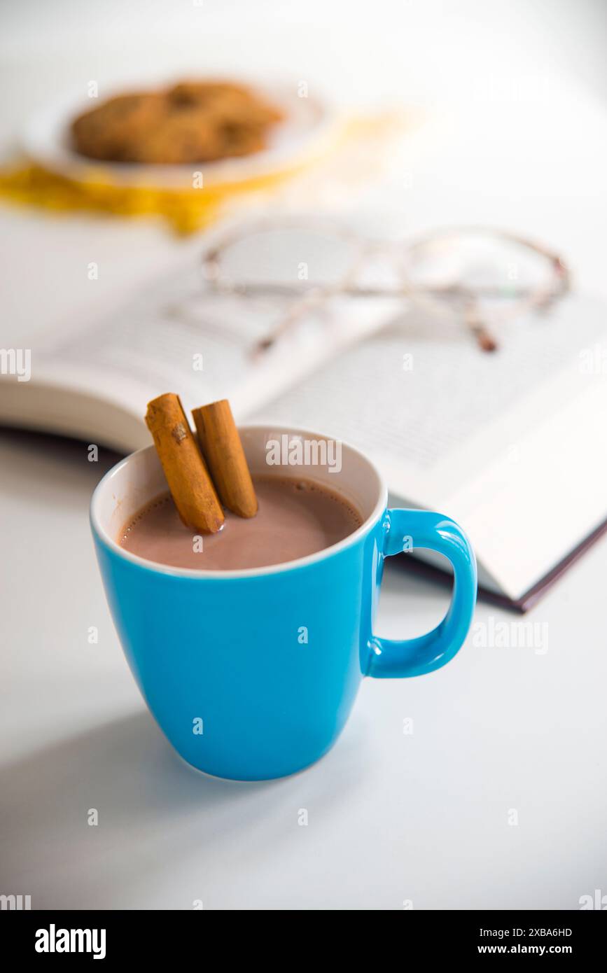 Tazza di cioccolato con cannella. Foto Stock