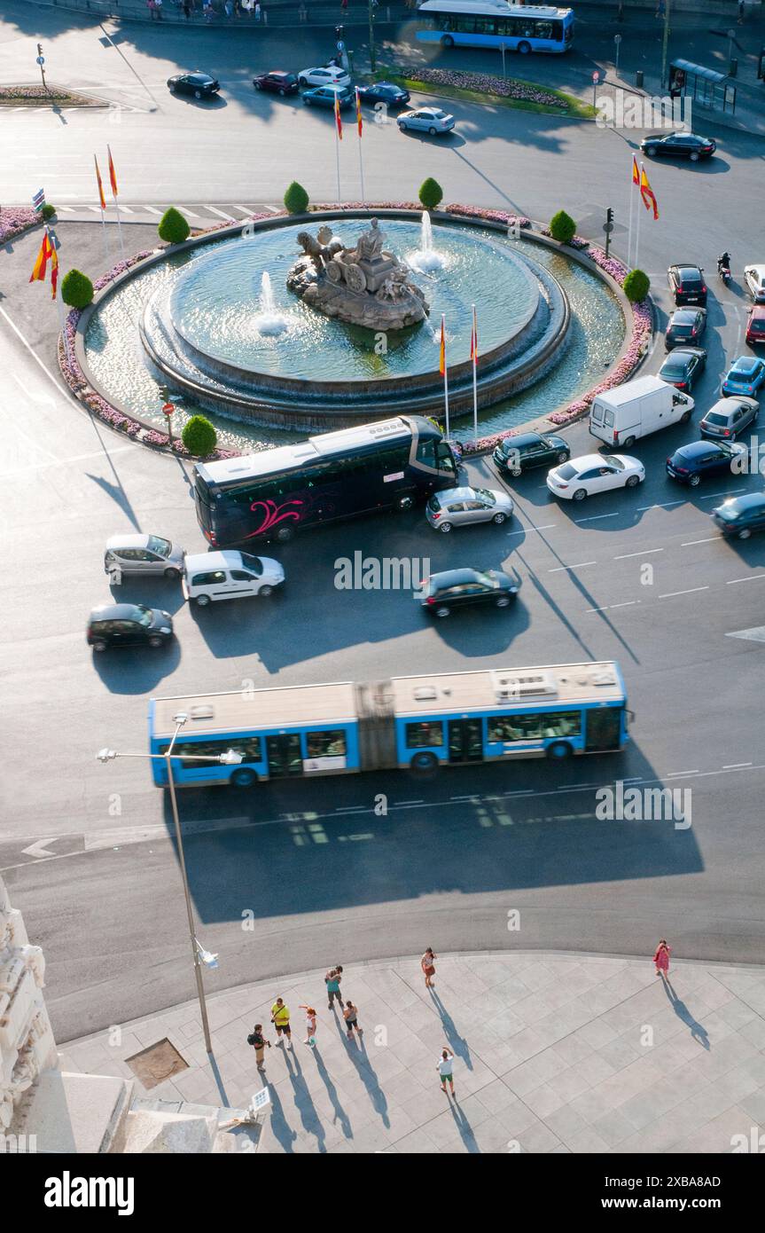 Piazza Cibeles, vista da sopra. Madrid, Spagna. Foto Stock