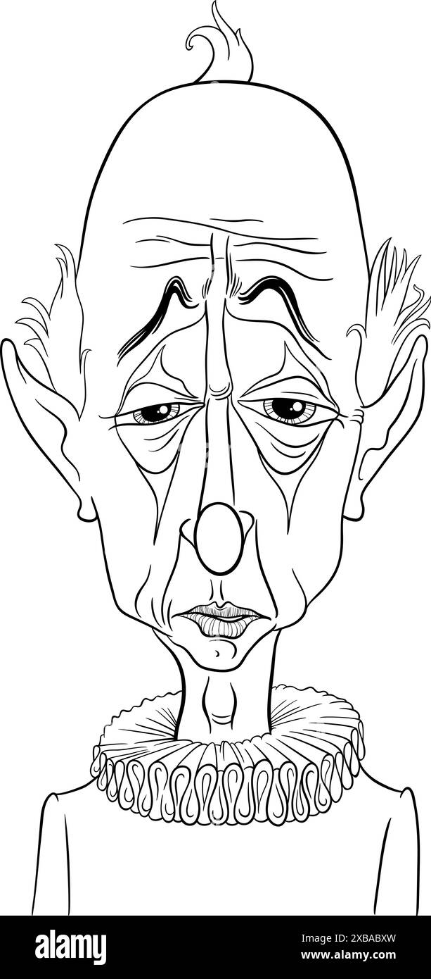 cartone animato in bianco e nero che raffigura un clown o un volto comico Illustrazione Vettoriale