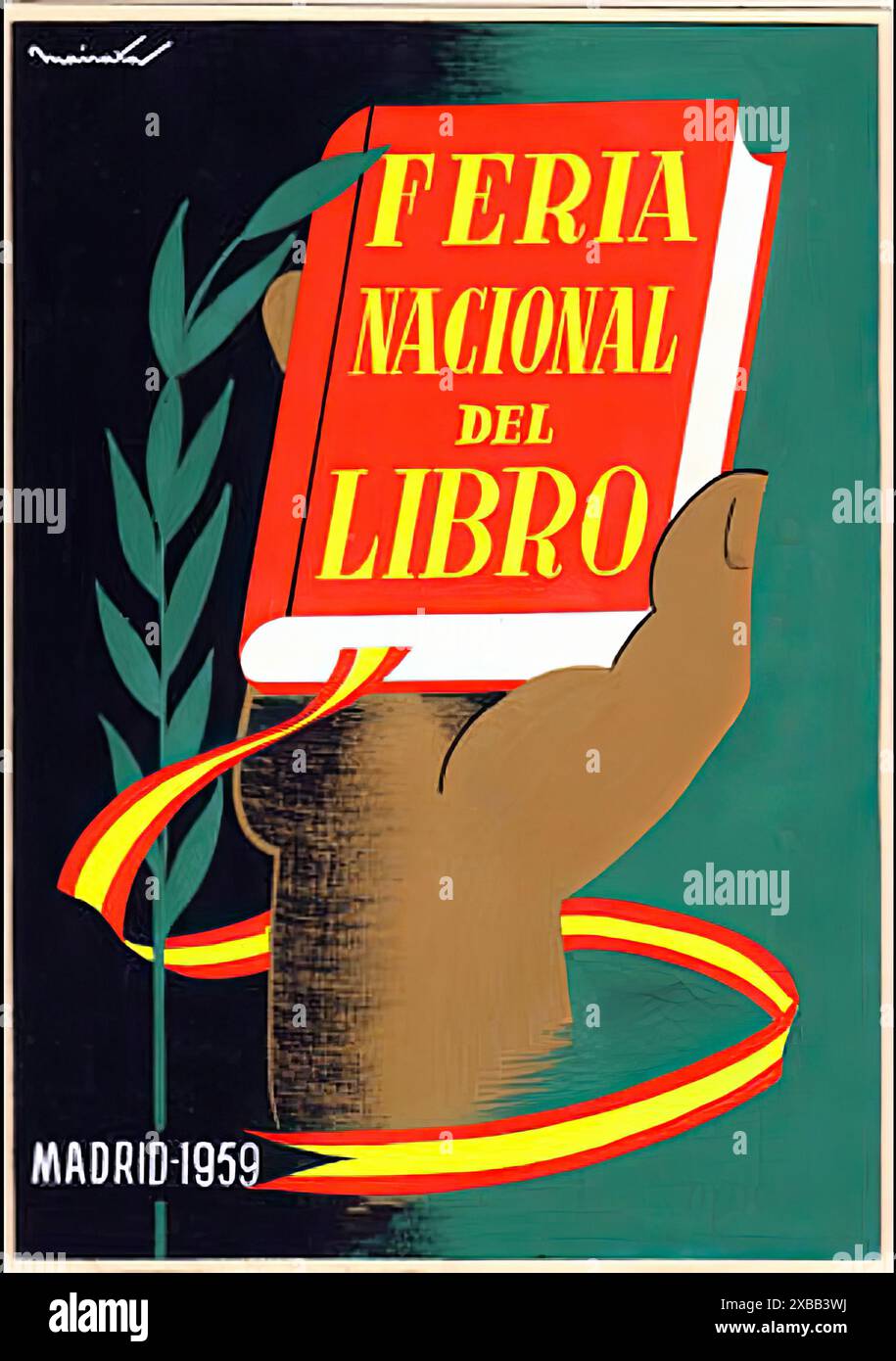 Feria Nacional del Libro Madrid 1959. - Poster spagnolo d'epoca; artista sconosciuto - solo per uso editoriale Foto Stock