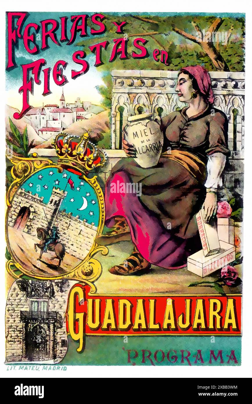 Ferias y Fiestas en Guadalajara Programa 1897 - poster spagnolo d'epoca; artista sconosciuto - solo per uso editoriale Foto Stock