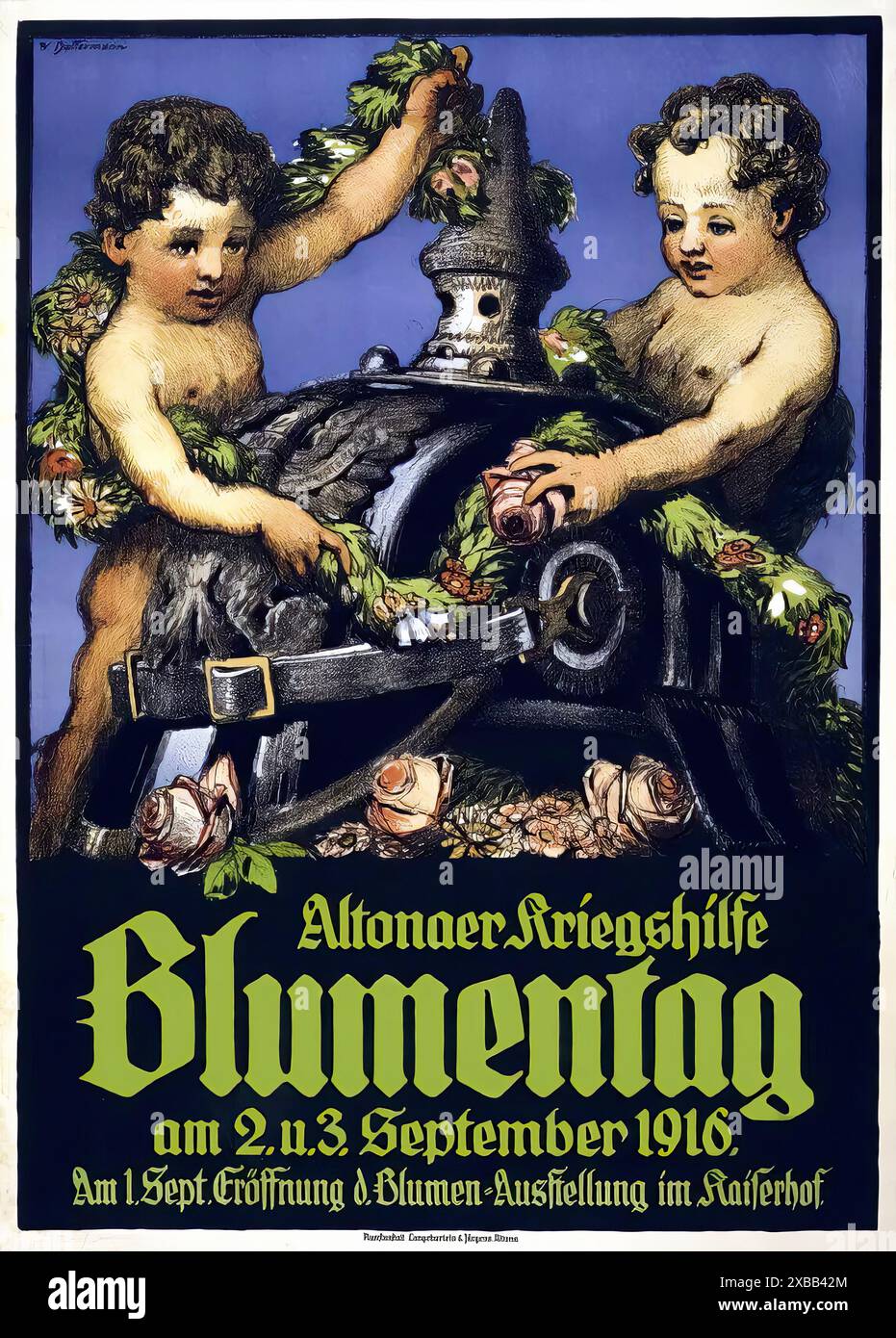Altonaer Kriegshilfe Blumentag 1916. - Poster patriottico prima guerra mondiale Foto Stock