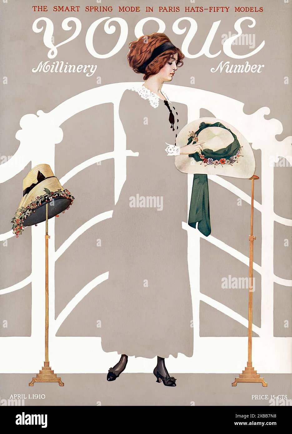 Vogue, 1 aprile 1910 copertina della rivista Vintage Illustrated Foto Stock