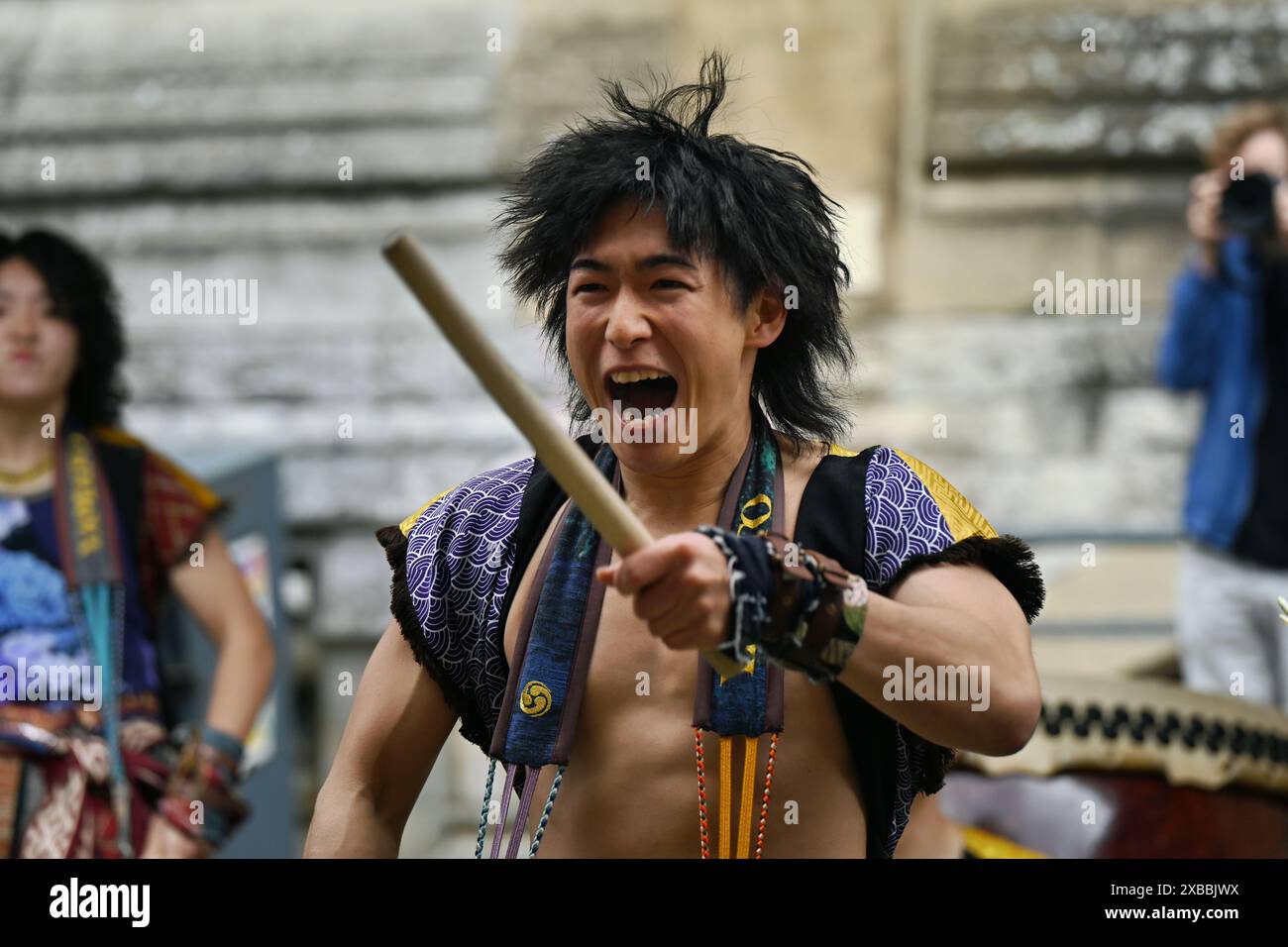 LONDRA, REGNO UNITO. 11 giugno 2024. AMATO: The Drummers of Japan showcase al cortile della Maughan Library del Kings College di Londra, al Wings of Phoenix, portato all'anfiteatro dal Sadler's Wells. Credito: Vedi li/Picture Capital/Alamy Live News Foto Stock