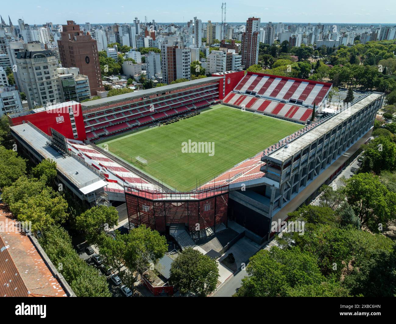 Buenos Aires, Argentina, 22 febbraio 2023: Veduta aerea dello stadio Jorge Luis Hirschi, Club Estudiantes de la Plata, ('Pincha'). Foto Stock