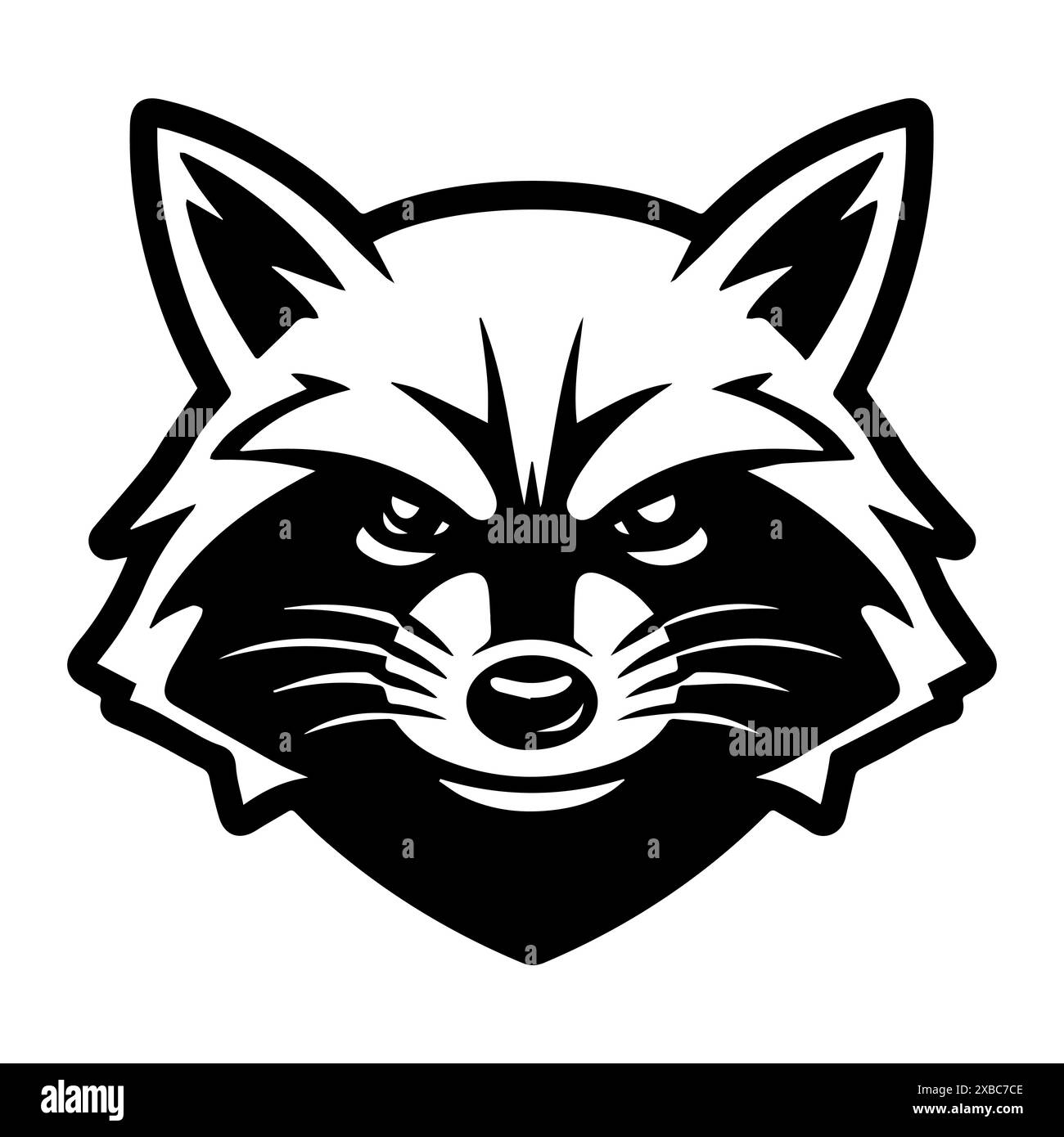 Logo Raccoon Bandit o icona di linea moderna. Grafica a linee vettoriali e design a icone con un contorno audace. Bianco e nero Pixel Perfect simbolo minimalista isolato Illustrazione Vettoriale
