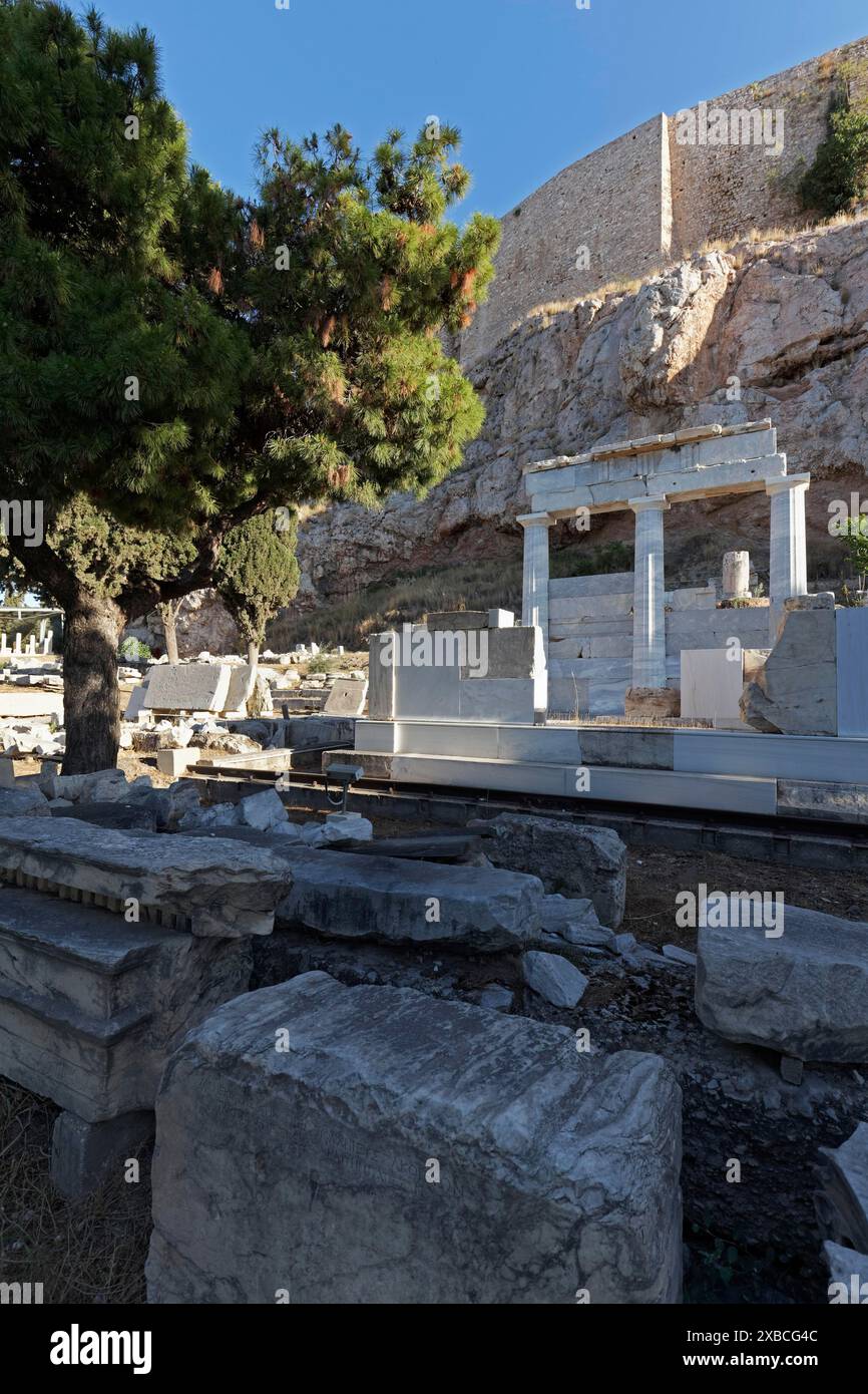 Asklepieion, Tempio di Asclepio, Dio della guarigione, Acropoli, Atene, Grecia Foto Stock