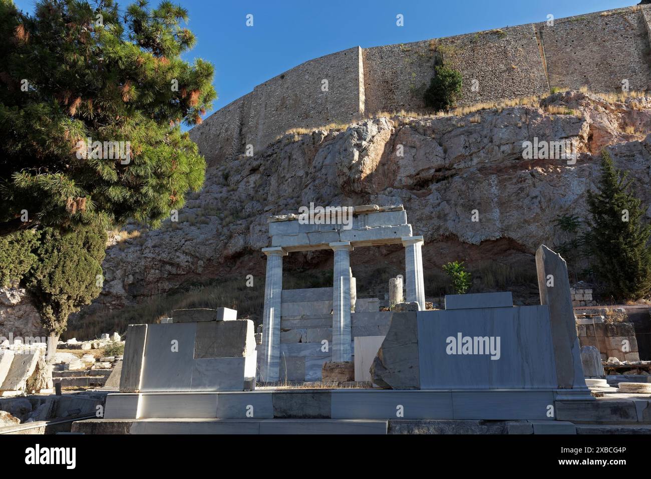 Asklepieion, Tempio di Asclepio, Dio della guarigione, Acropoli, Atene, Grecia Foto Stock