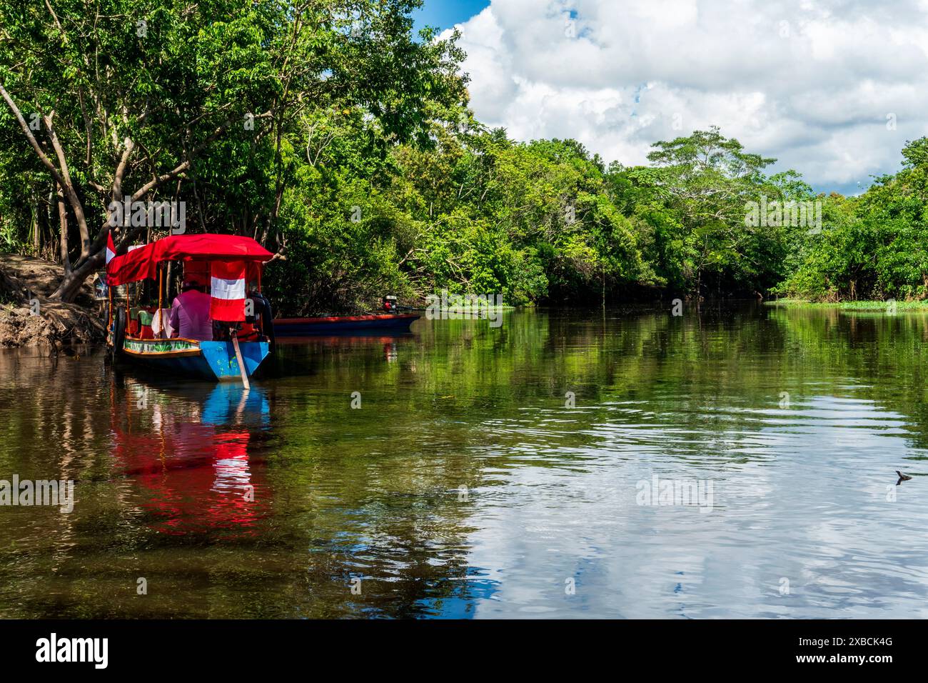 Canale secondario del fiume Ucayali vicino a Pucallpa. Foto Stock