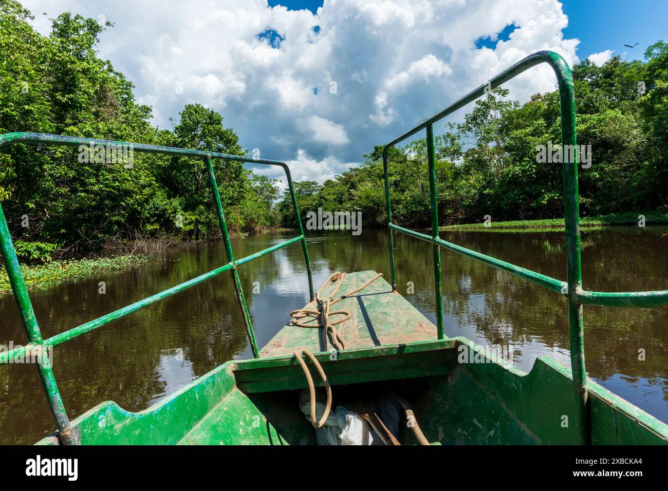 Canale secondario del fiume Ucayali vicino a Pucallpa. Foto Stock