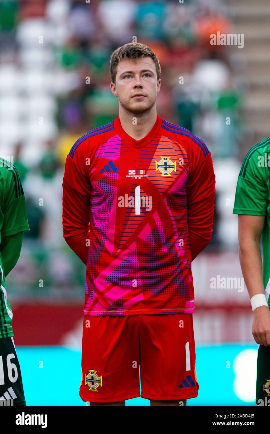 Murcia, Spagna. 11 giugno 2024. Bailey Peacock-Farrell portiere dell'Irlanda del Nord, IRLANDA DEL NORD vs ANDORRA, amichevole UEFA, Nueva Condomina Stadium, Murcia, regione di Murcia, 11 giugno 2024 credito: Pascu Méndez/Alamy Live News Foto Stock