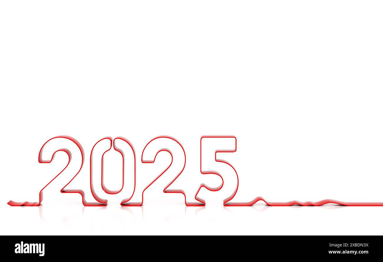 Nuovo concetto di progettazione creativa per il 2025 - immagine con rendering 3D. Foto Stock