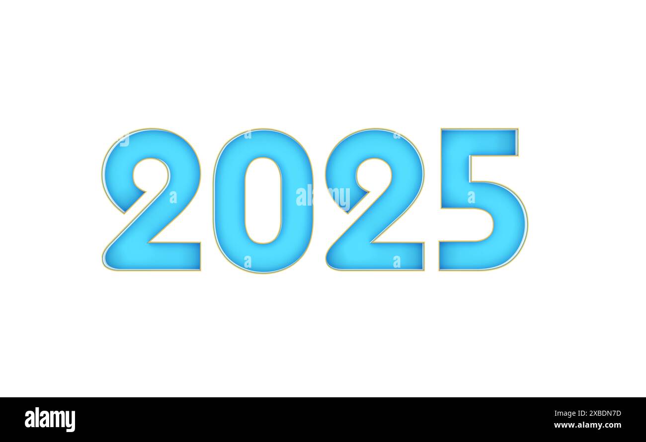 Nuovo concetto di progettazione creativa per il 2025 - immagine con rendering 3D. Foto Stock