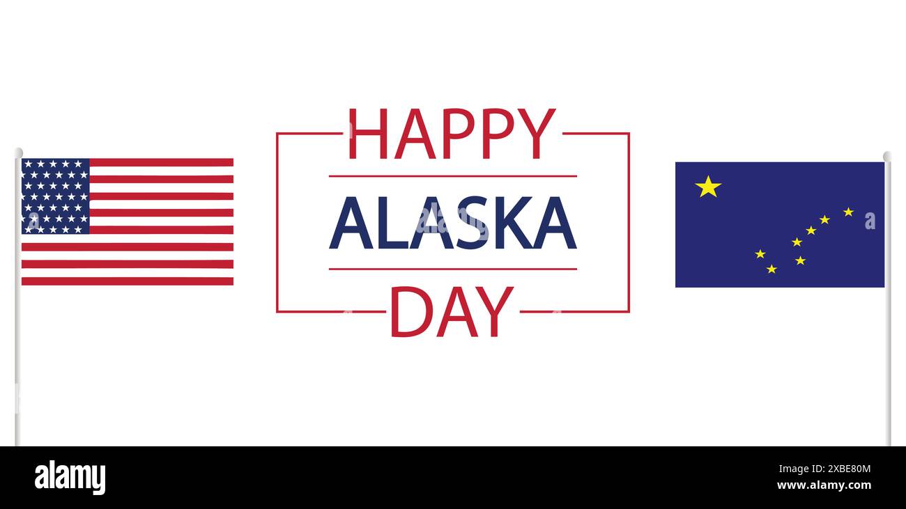 Buon giorno dell'Alaska Un testo festivo con illustrazione della bandiera Illustrazione Vettoriale