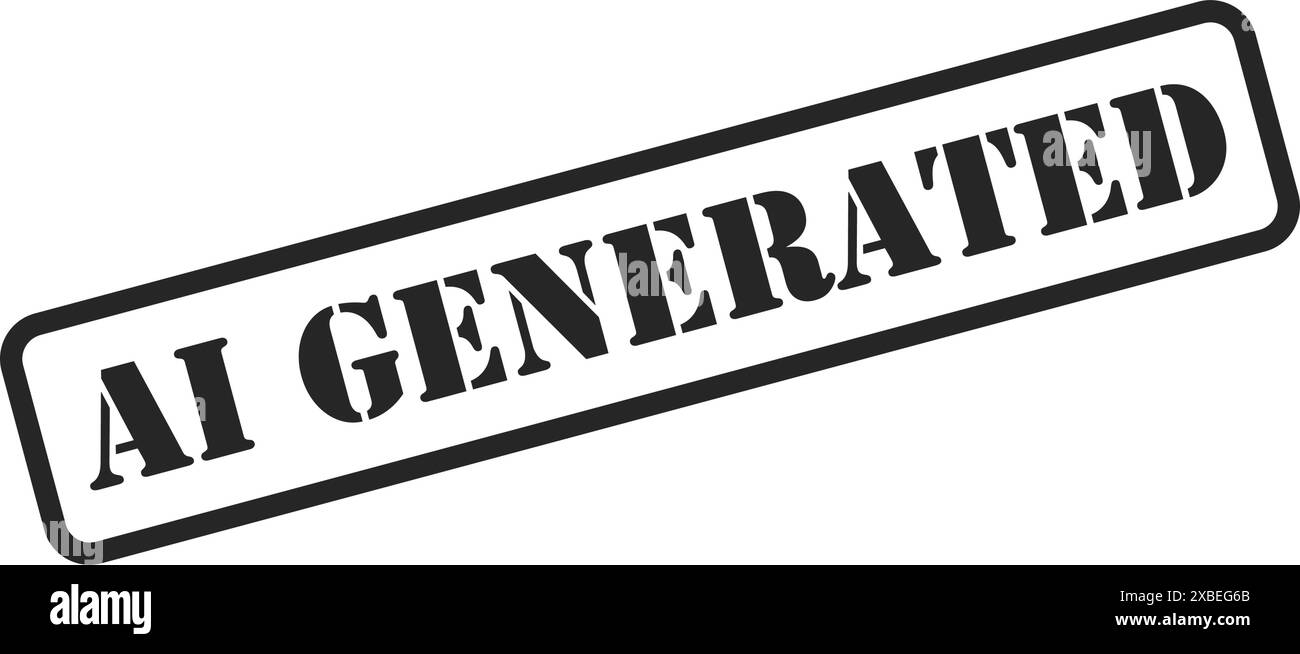 Etichetta generata DALL'INTELLIGENZA ARTIFICIALE come semplice timbro nero nel vettore Illustrazione Vettoriale