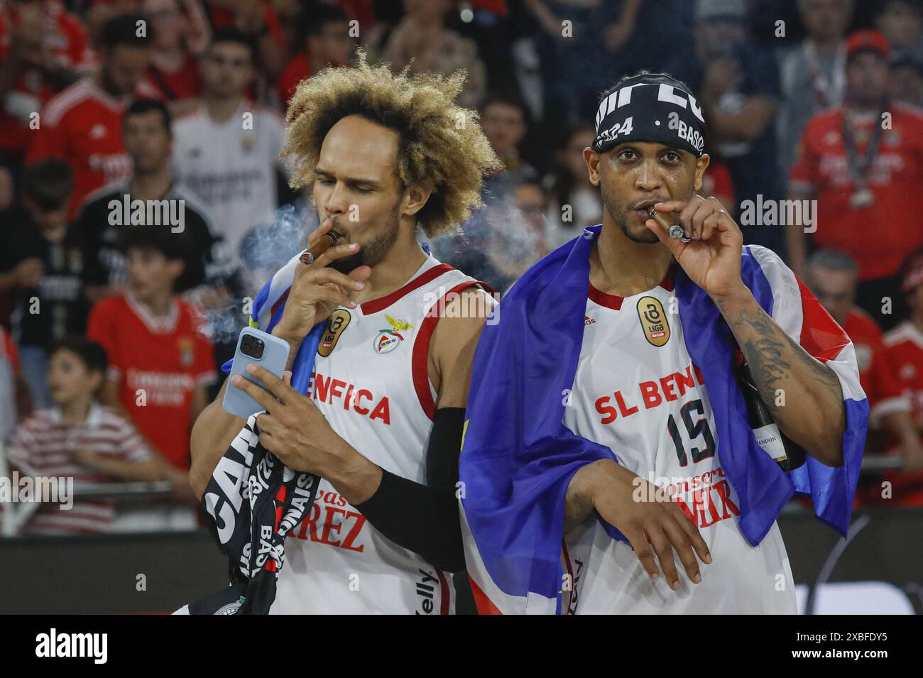 Lisbona, 10/06/2024 - lo Sport Lisboa e Benfica sono stati incoronati 2023/24 campioni nazionali di basket questo pomeriggio dopo aver battuto il Futebol Clube do Porto al Pavilhão da Luz di Lisbona Foto Stock
