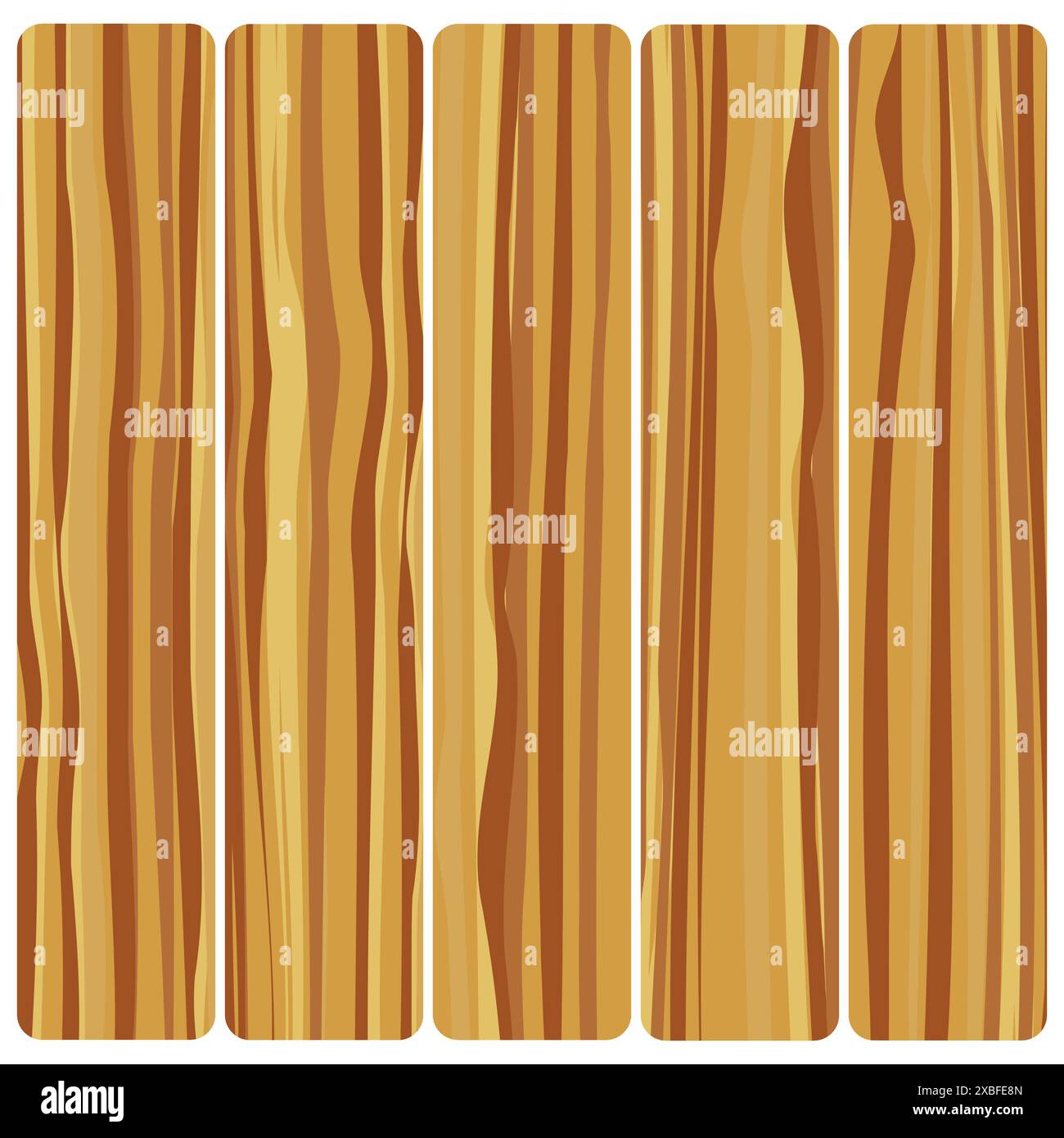 Cinque tavole di legno. Struttura in legno astratto vettoriale con design piatto. Illustrazione Vettoriale