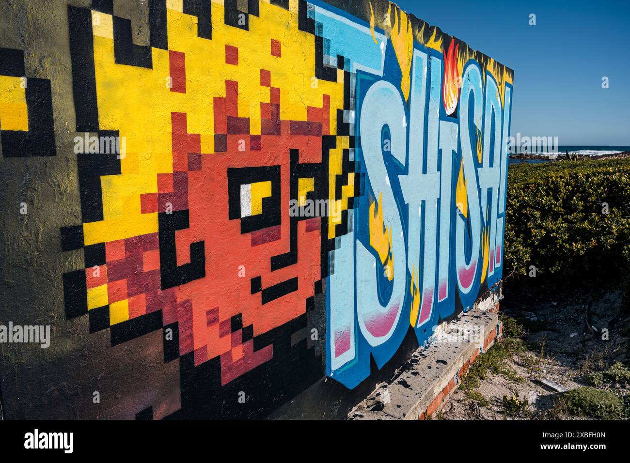 Graffiti sul muro. Noordhoek, Gqeberha, Sudafrica. Foto Stock