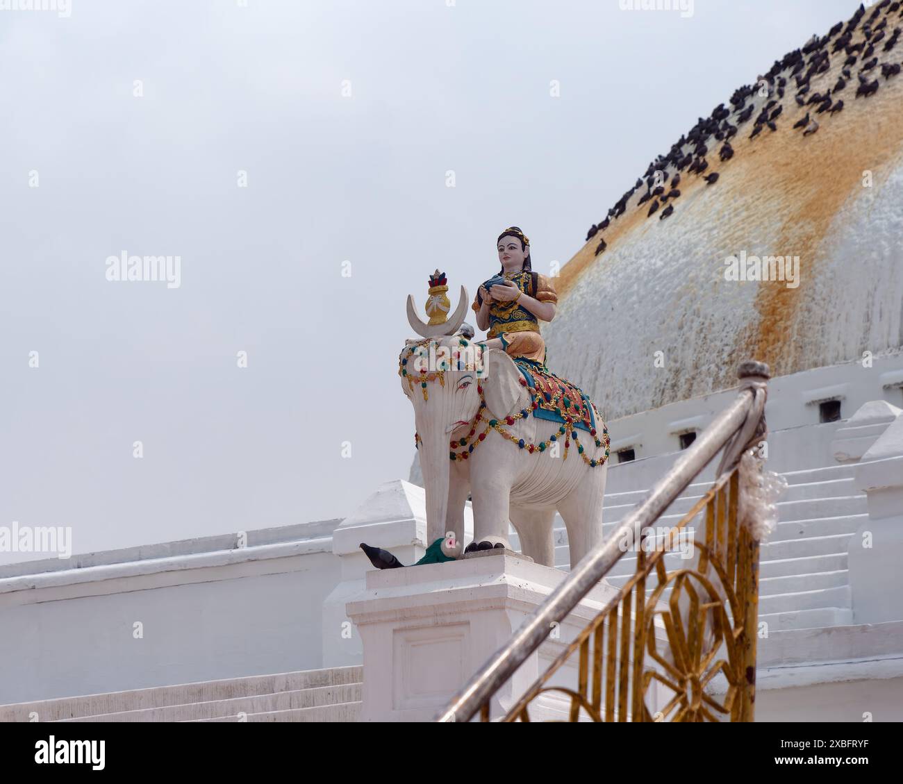 Statua dell'Elefante a Boudhanath Stupa a Kathmandu, Nepal Foto Stock