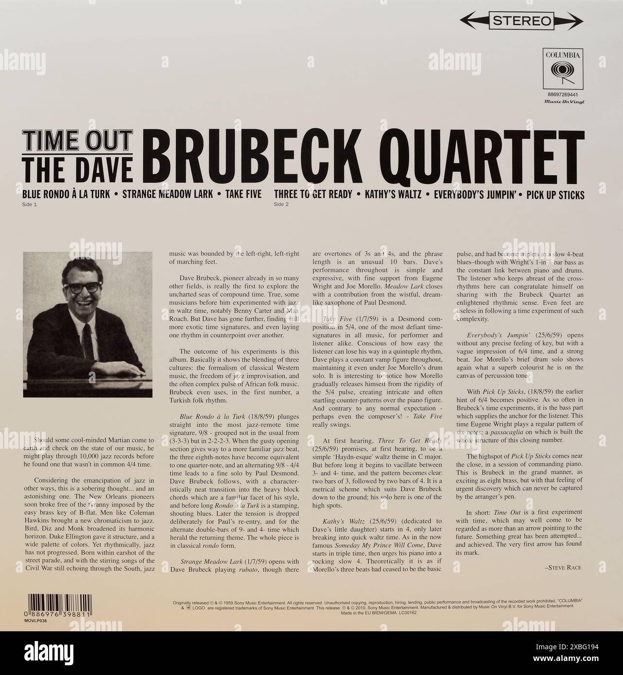 Copertina in vinile vintage. Il Dave Brubeck Quartet - Time Out 1959 Foto Stock