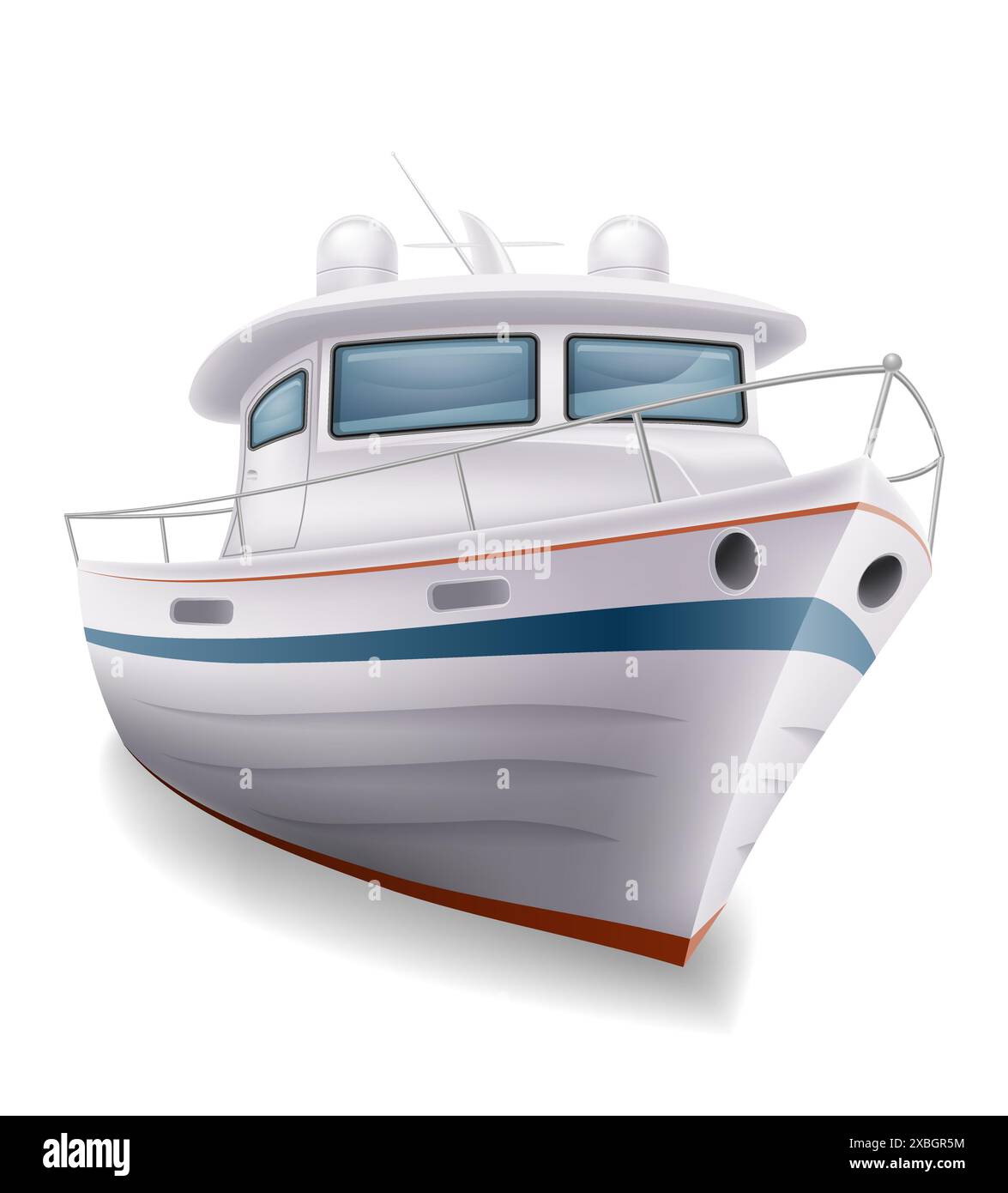 barca a motore per viaggi in mare illustrazione vettoriale isolata su sfondo bianco Illustrazione Vettoriale