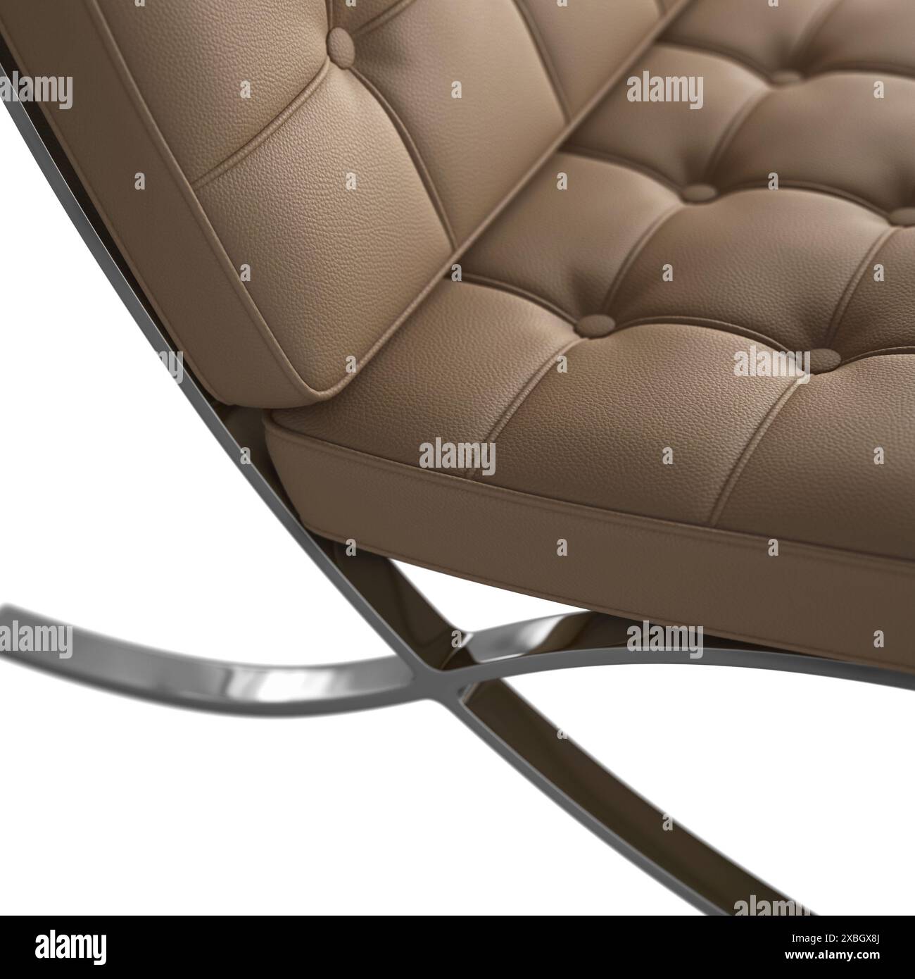 Rendering 3d della sedia Knoll Barcelona in pelle naturale - primo piano Foto Stock