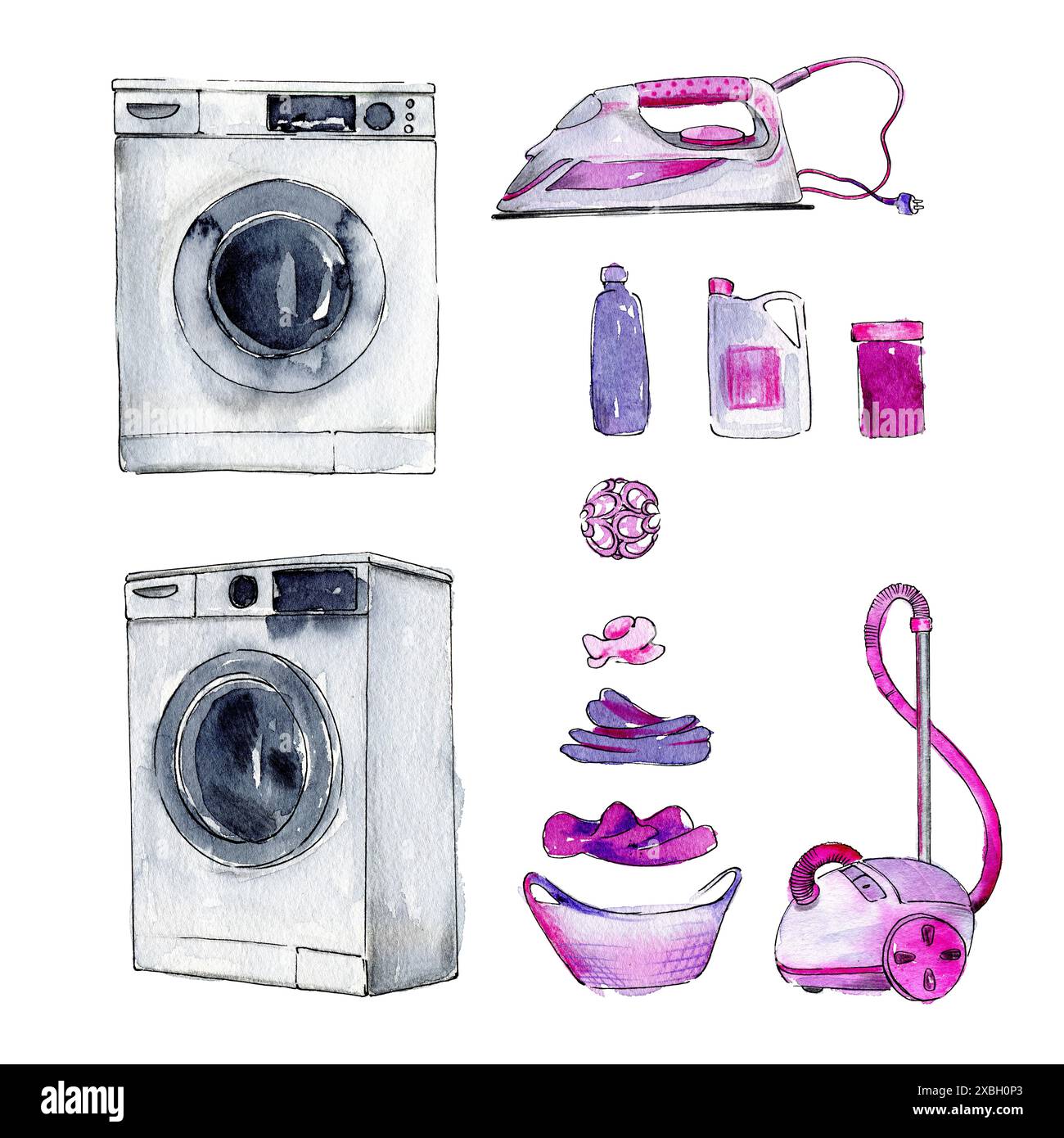 lavatrici e polveri con prodotti potenti e abiti sporchi e puliti per l'imballaggio e il design Foto Stock