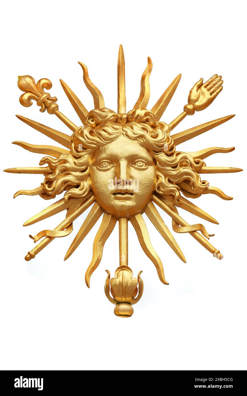 Dettaglio isolato della recinzione dorata del Palazzo di Versailles. Francia Foto Stock