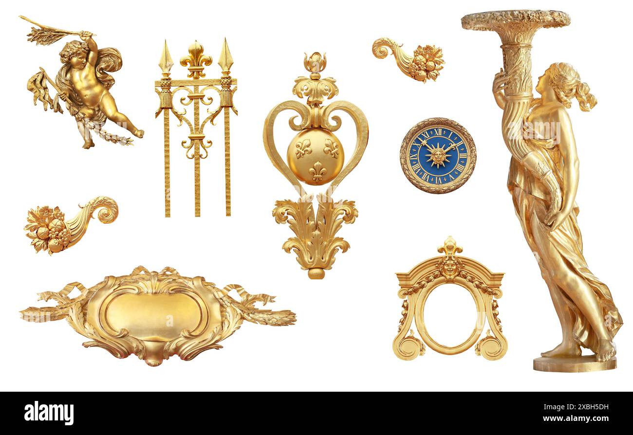 Isolato golden dettaglio al castello di Versailles. La Francia. Foto Stock