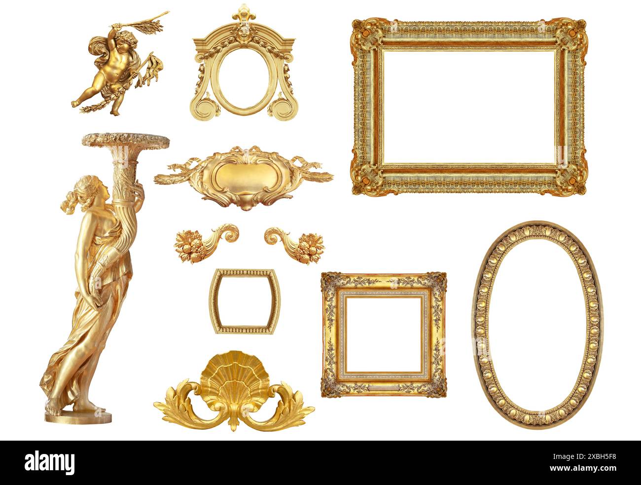 Dettagli dorati isolati al castello di Versailles. Francia. Foto Stock