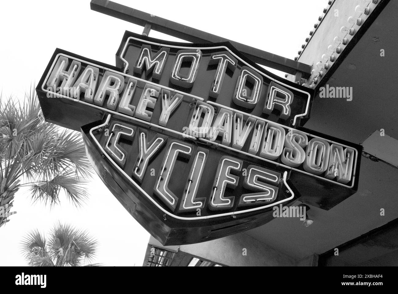 Insegna Harley Davidson su un negozio di Myrtle Beach, South Carolina, USA. Foto Stock