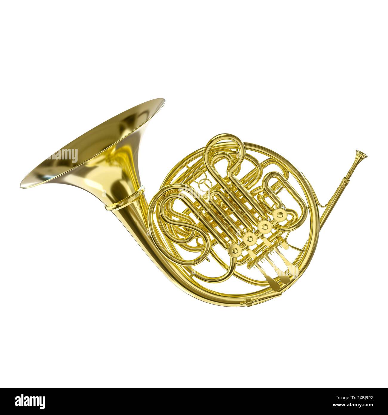 corno francese in ottone isolata fondo trasparente, concetti musicali Foto Stock
