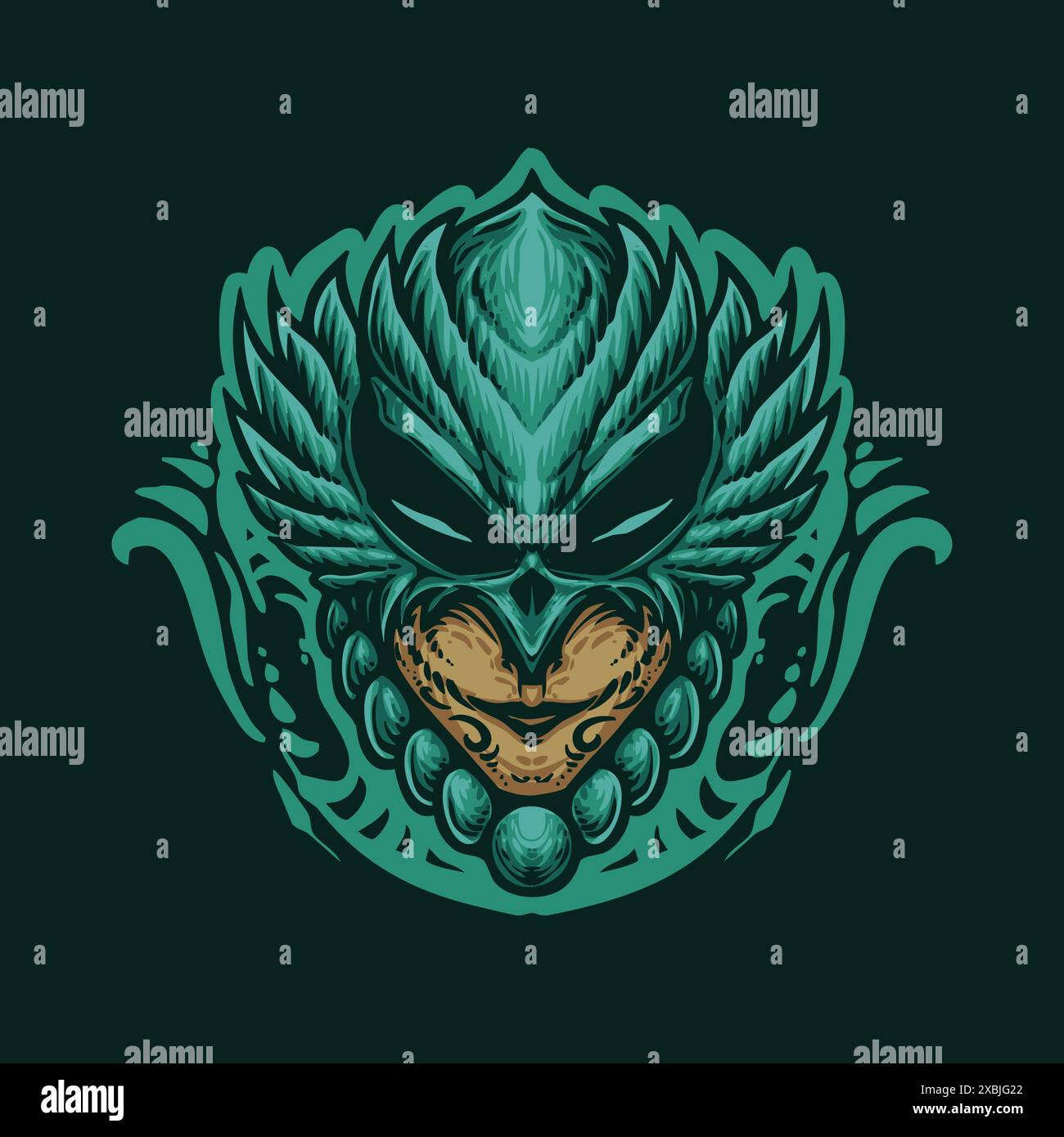 Design dell'illustrazione vettoriale della maschera di uccelli blu Illustrazione Vettoriale