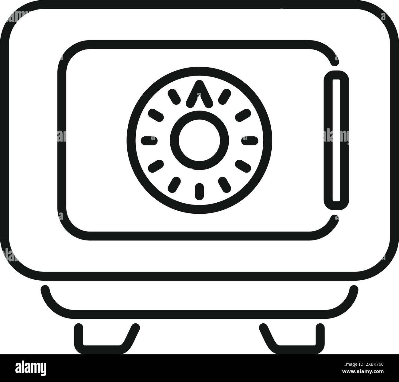 Semplice icona a forma di riga di una cassetta di sicurezza, che enfatizza la sicurezza e la protezione Illustrazione Vettoriale