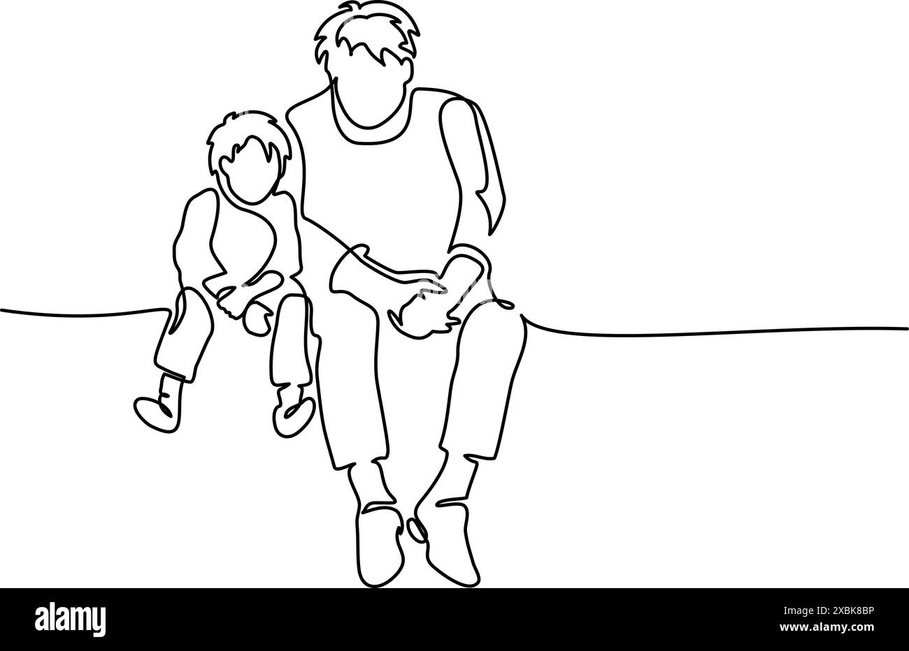 Tessera vacanza per il giorno del papà. Papa' che parla con figlio. Illustrazione Vettoriale