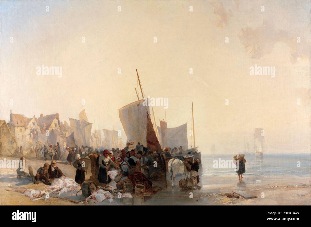 Un mercato del pesce vicino a Boulogne. Richard Parkes Bonington. 1824. Foto Stock