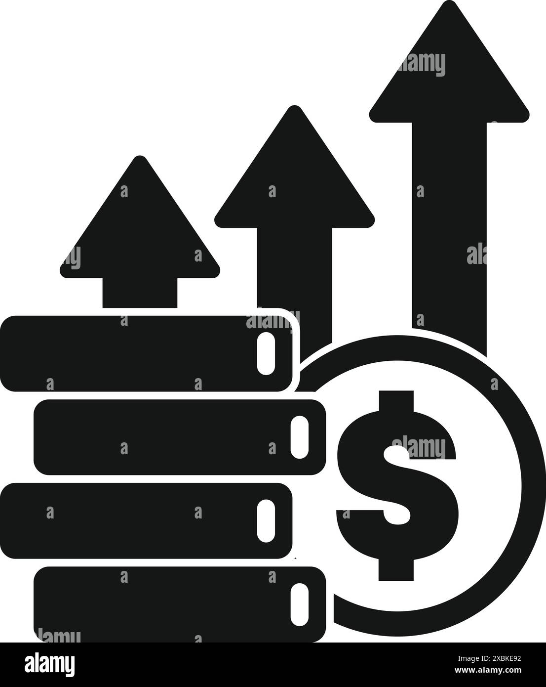 Il denaro sta aumentando con le frecce crescenti, il concetto di successo finanziario Illustrazione Vettoriale