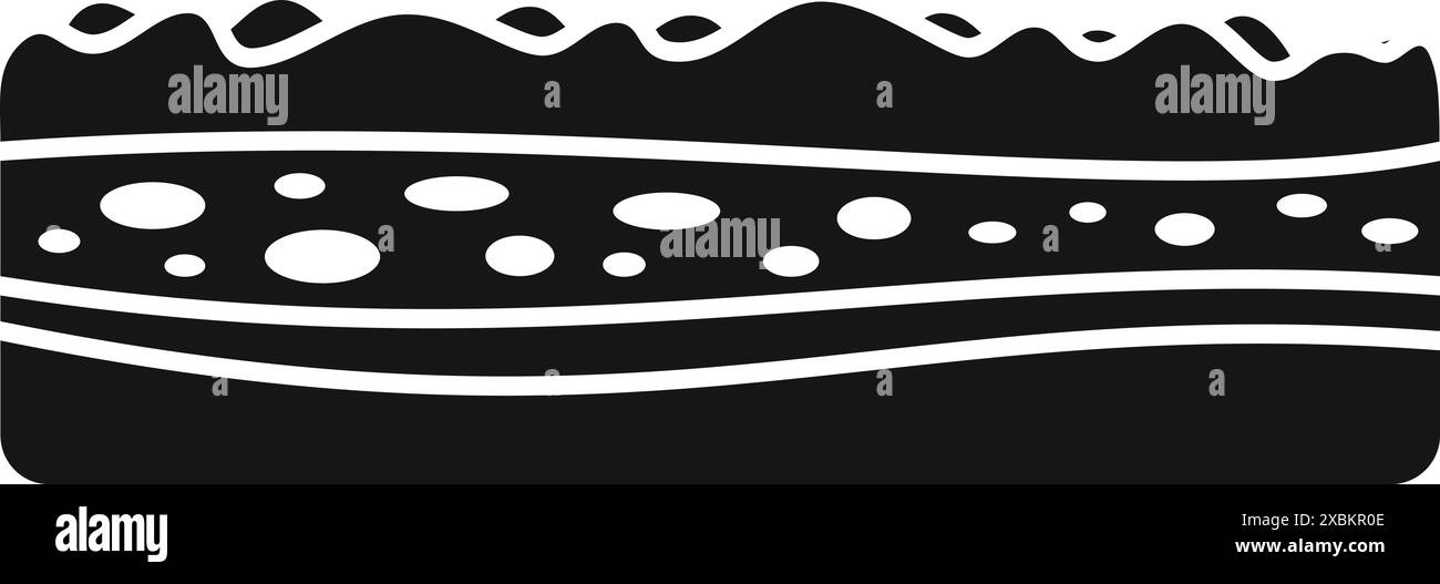 Icona in bianco e nero che rappresenta una sezione trasversale del terreno Illustrazione Vettoriale