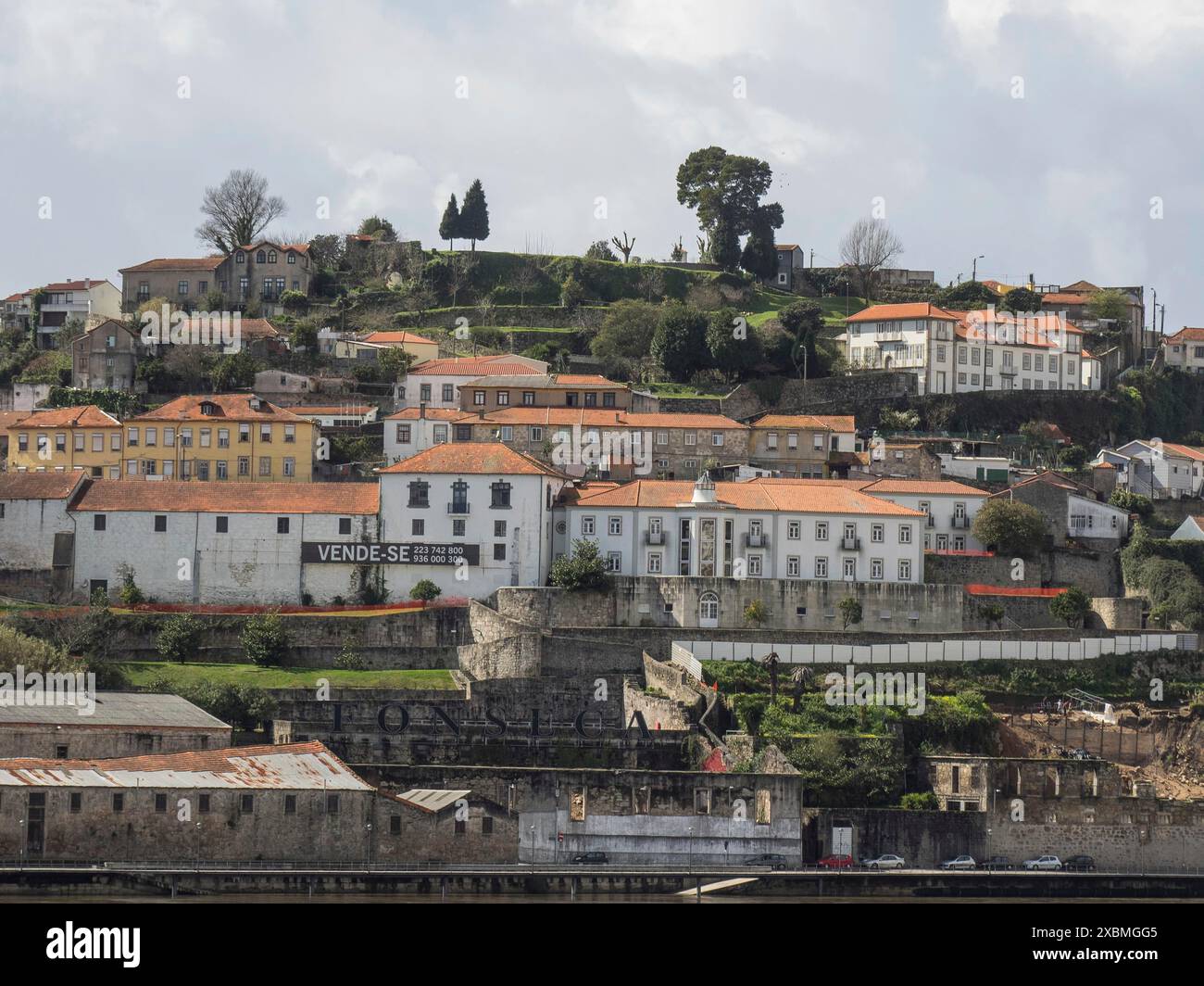 Edificio su di una collina verde con fascino rurale e splendide vedute, Porto, Douro, Portogallo Foto Stock