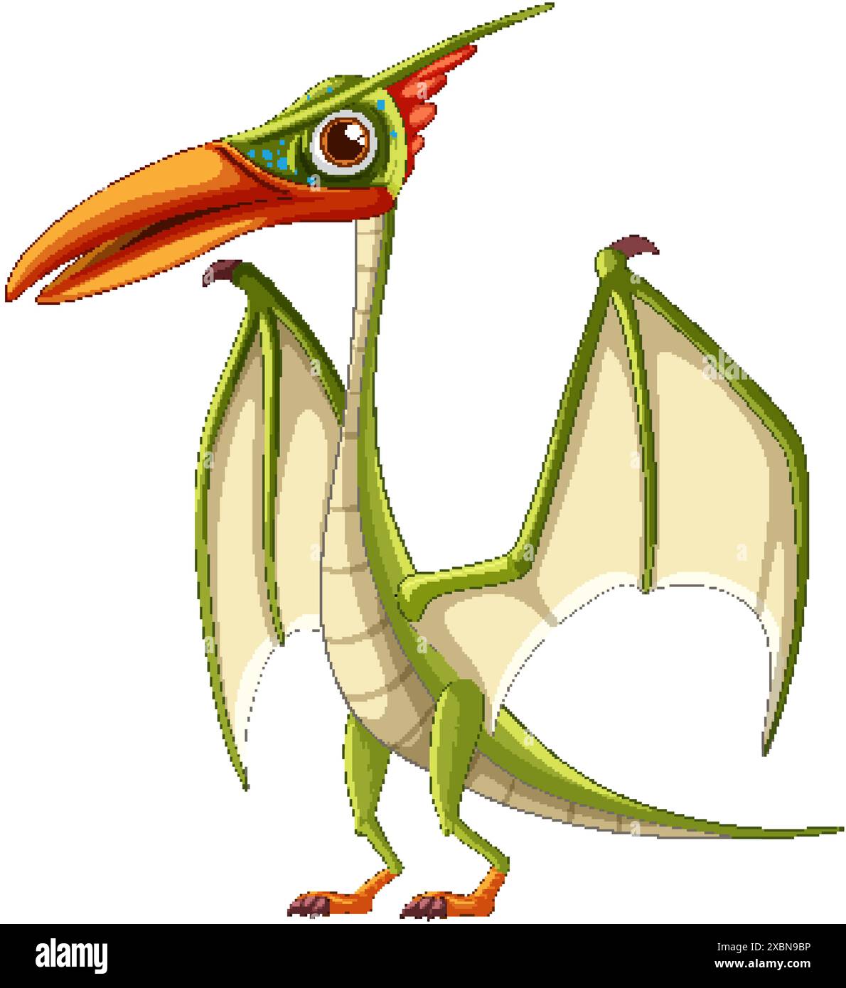Un dinosauro volante dall'aspetto vivace e amichevole Illustrazione Vettoriale