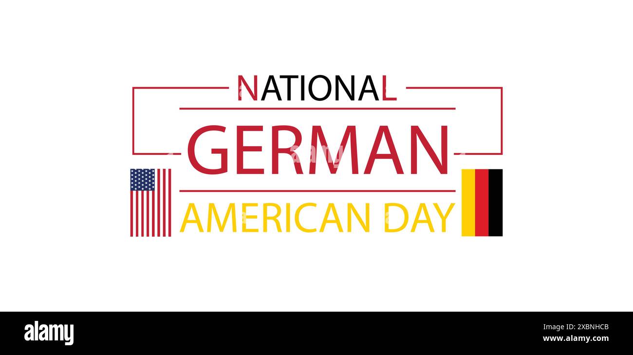 Celebrazione della giornata nazionale tedesca americana con un testo con bandiera alla moda Illustrazione Vettoriale
