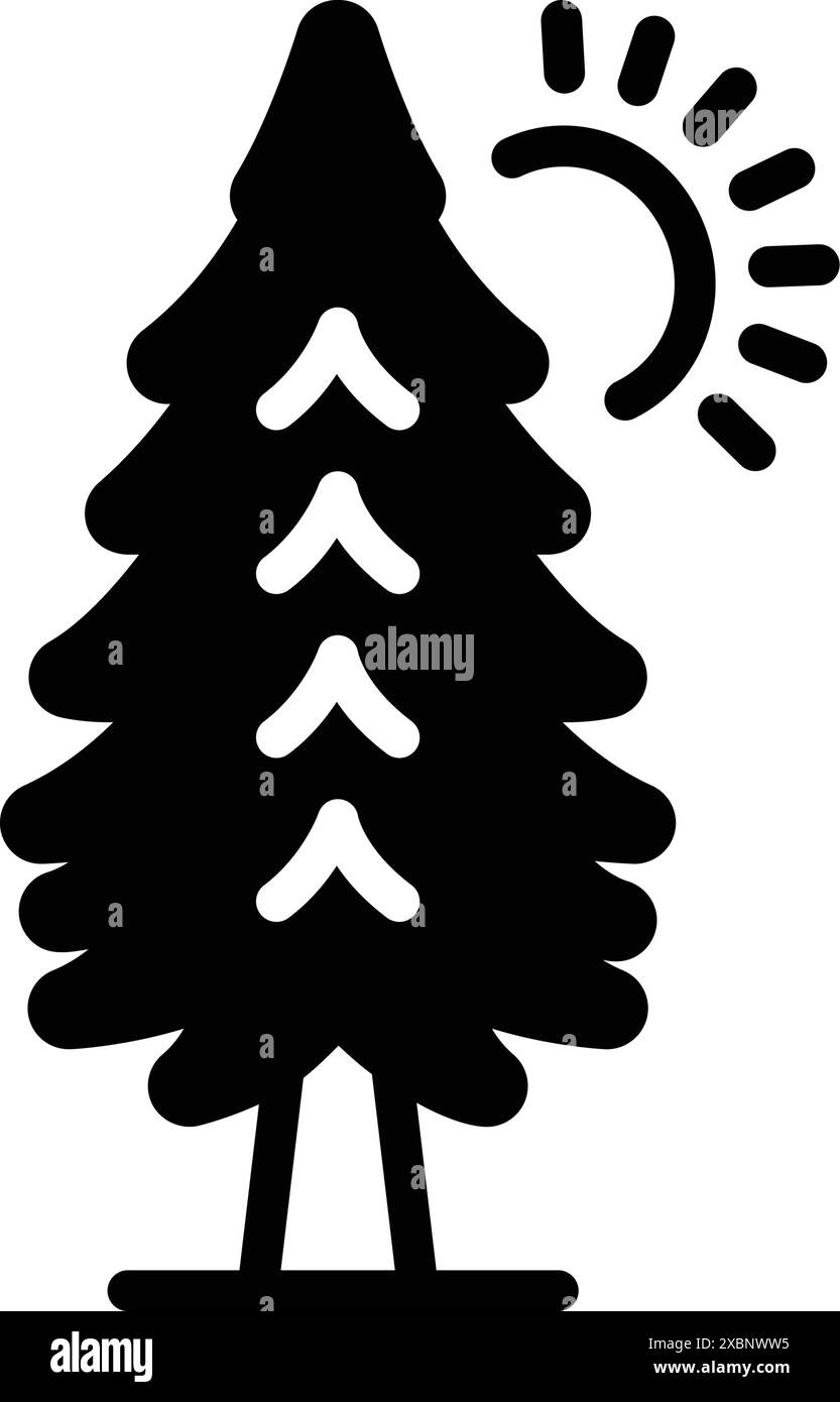 Icona per pini, pino Illustrazione Vettoriale