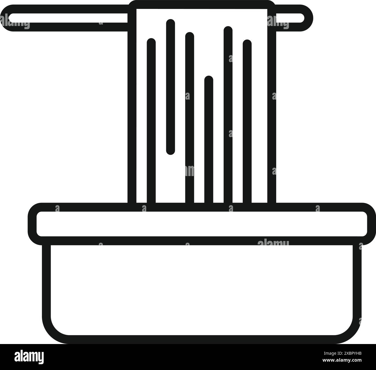 Semplice icona lineare di una fabbrica o di un processo industriale per la preparazione di pasta o spaghetti Illustrazione Vettoriale