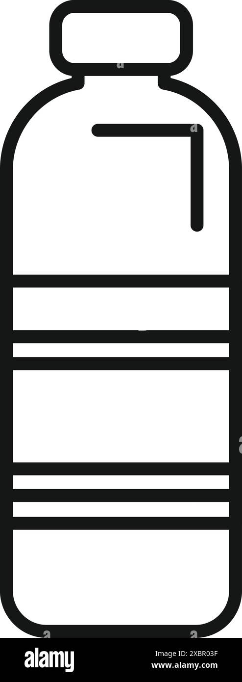 Flacone in plastica con tappo a forma di contorno isolato su sfondo bianco Illustrazione Vettoriale