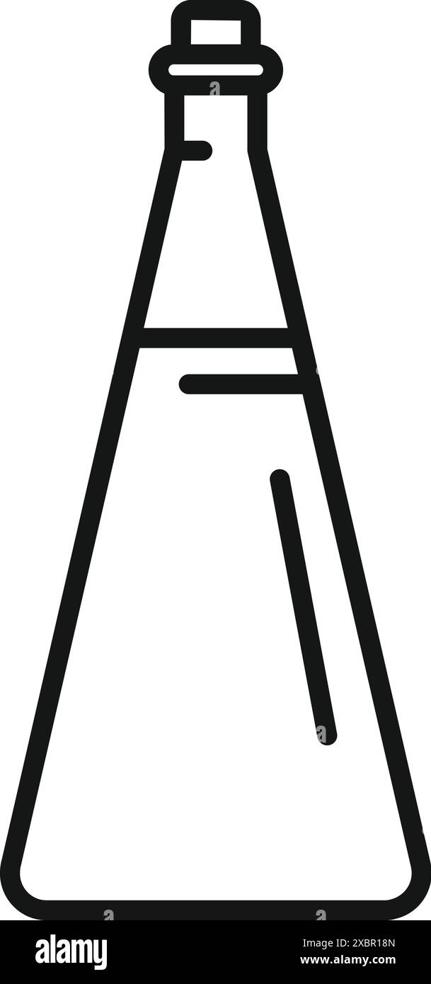 Icona nera del contorno di una classica bottiglia di aceto con tappo in sughero in piedi sul tavolo Illustrazione Vettoriale