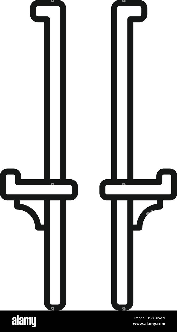 Semplice icona a forma di linea che rappresenta un paio di palafitte, perfetta per progetti legati al circo, all'equilibrio o a modi insoliti di camminare Illustrazione Vettoriale