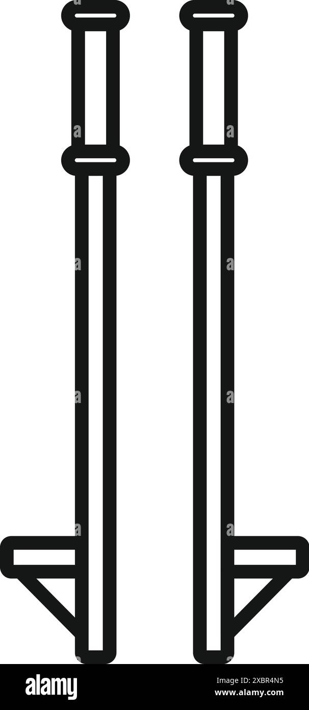 Semplice illustrazione line art di un paio di trampoli, pronti per l'uso da parte di un artista circense Illustrazione Vettoriale