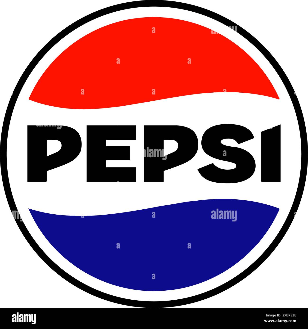 Nuovo logo Pepsi originale su sfondo bianco, illustrazione vettoriale. La Pepsi è una bevanda analcolica gassata prodotta dalla PepsiCo Illustrazione Vettoriale