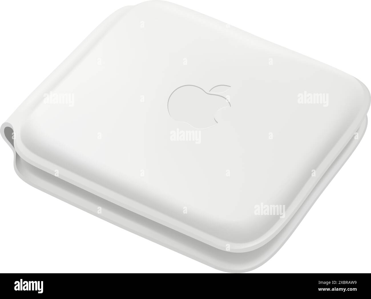Caricabatterie Apple MagSafe Duo su sfondo bianco, illustrazione vettoriale. Il caricabatterie MagSafe Duo è un accessorio portatile Apple in grado di caricare mobil Illustrazione Vettoriale