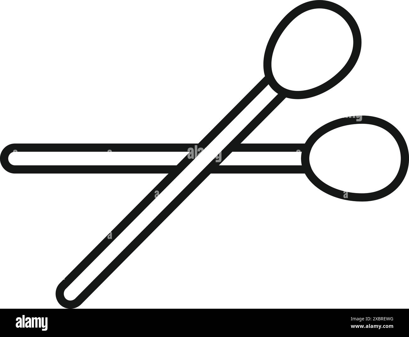 Semplice icona a forma di linea di due gemme di cotone che si incrociano, perfetta per rappresentare la pulizia delle orecchie o l'igiene Illustrazione Vettoriale